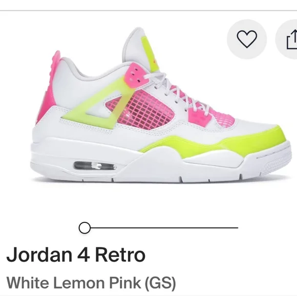 Jordan 4 Retro (GS) White Lemon Pink Womens 7 Boys 5.5Y EUC - Picture 1 of 10